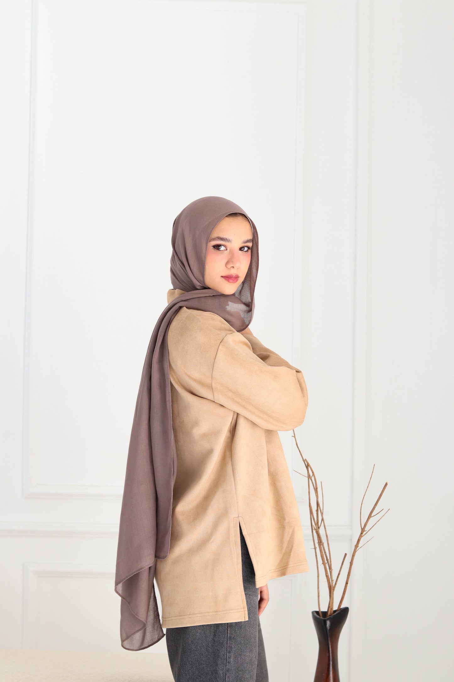 Suede top in beige