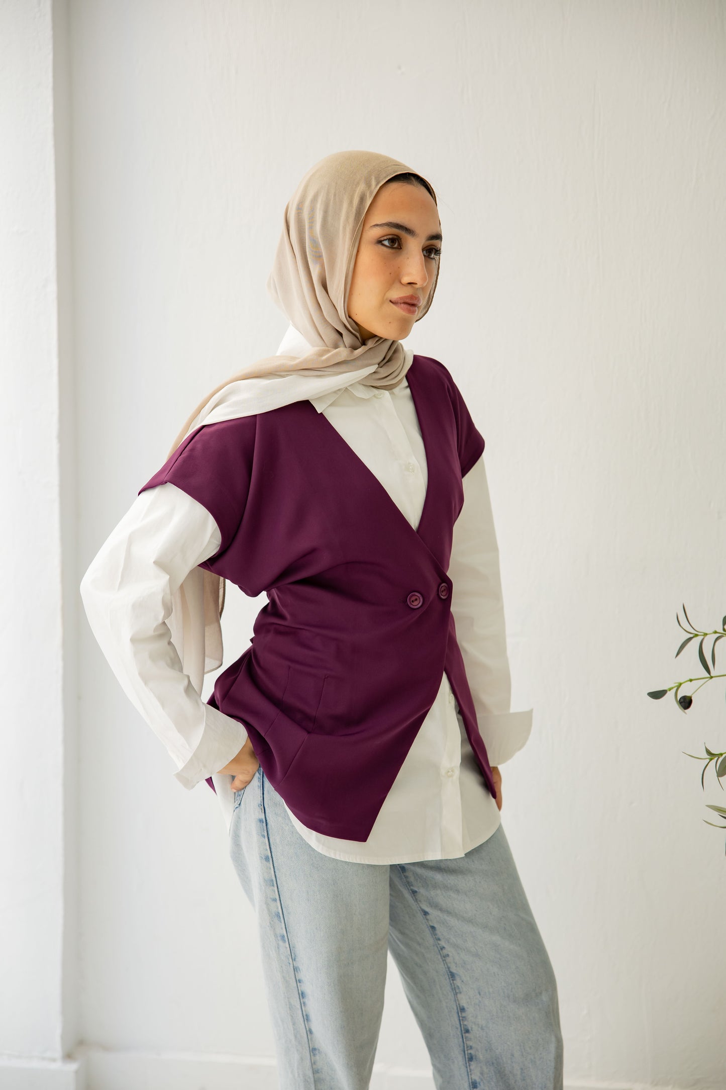 All in one vest - burgundy