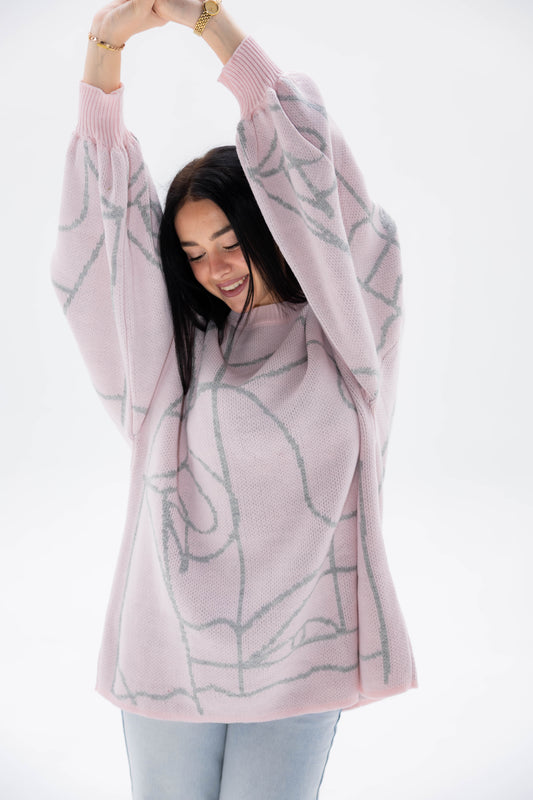 Boho Knit Sweater In Peony