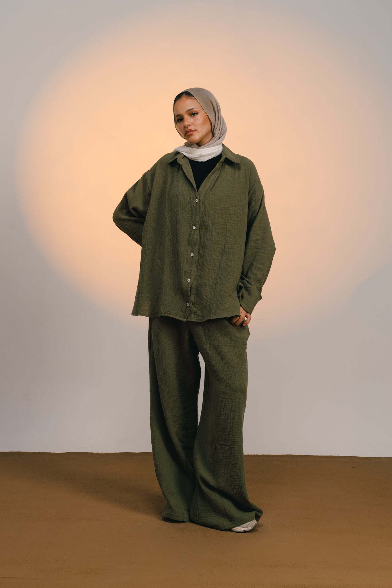 The breezy set in Dark olive