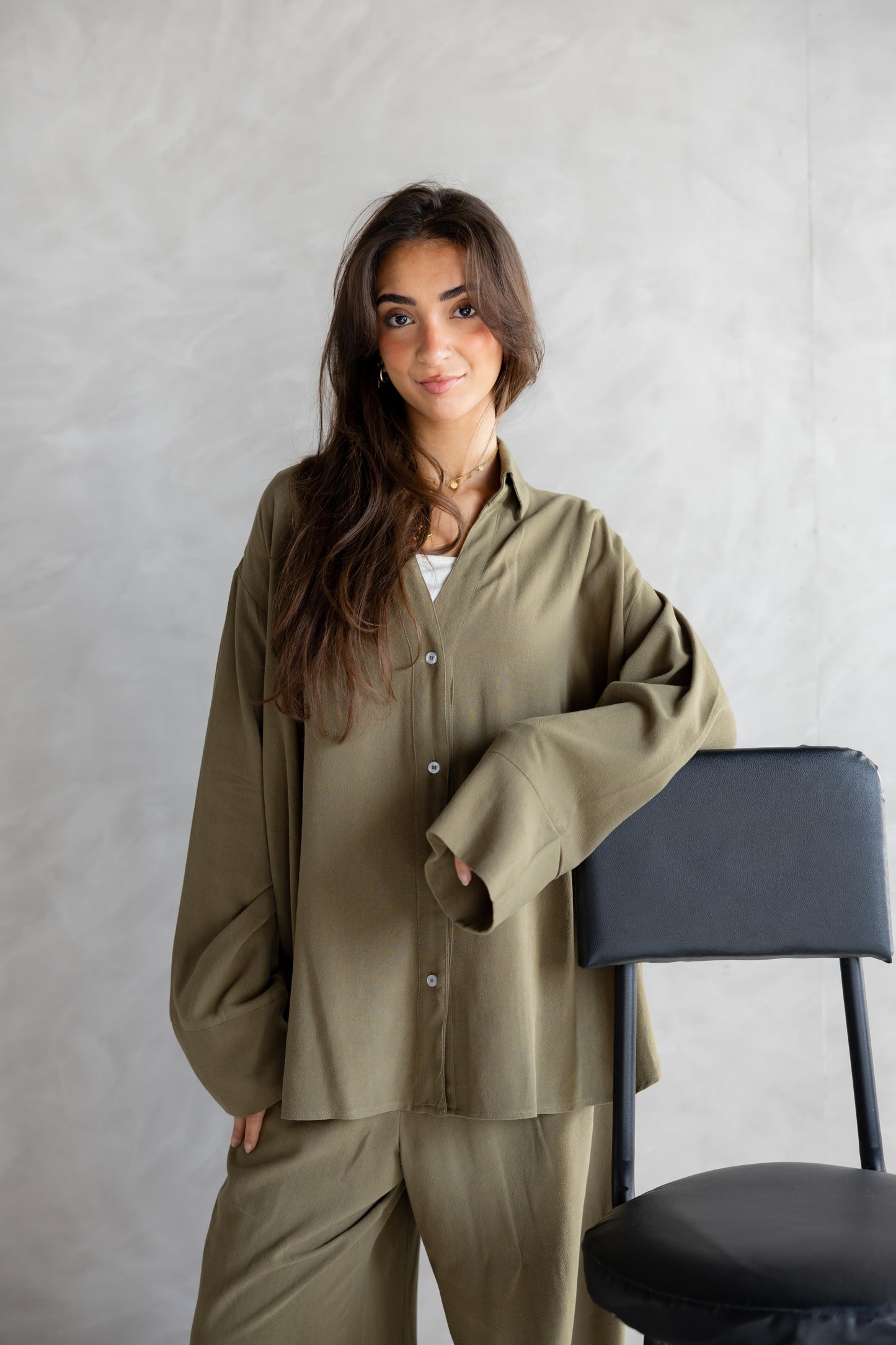 Soft Breeze Linen Set - Olive