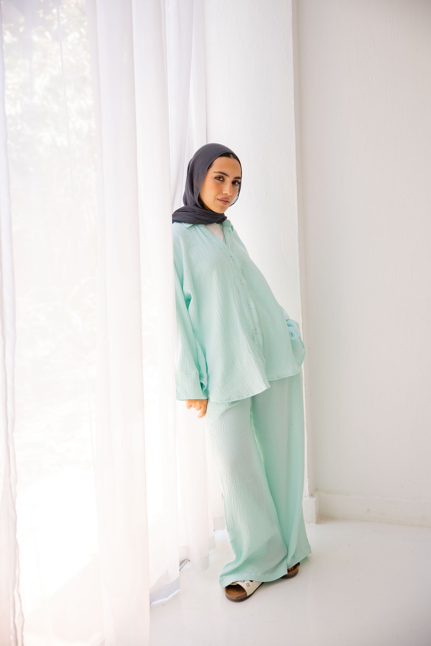 The breezy set in aqua blue