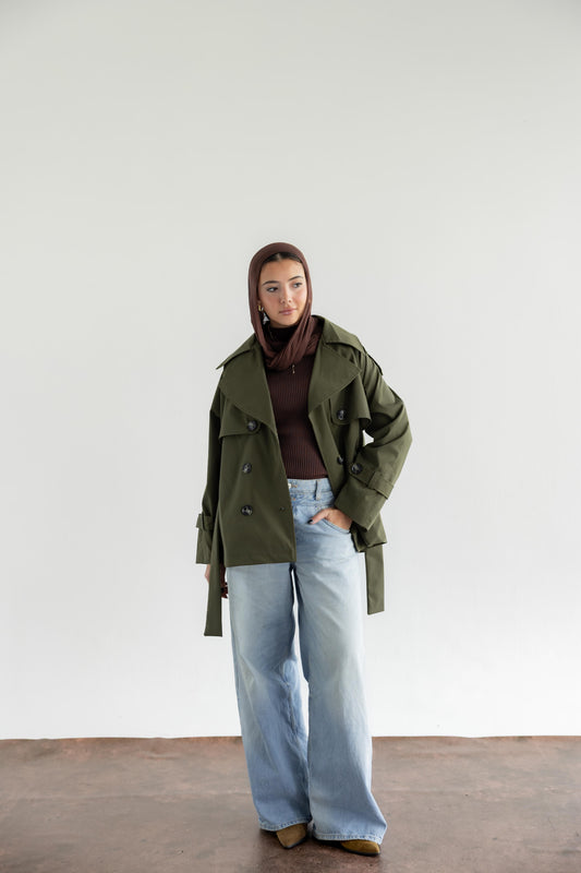 It Girl Energy Trench Coat - Olive