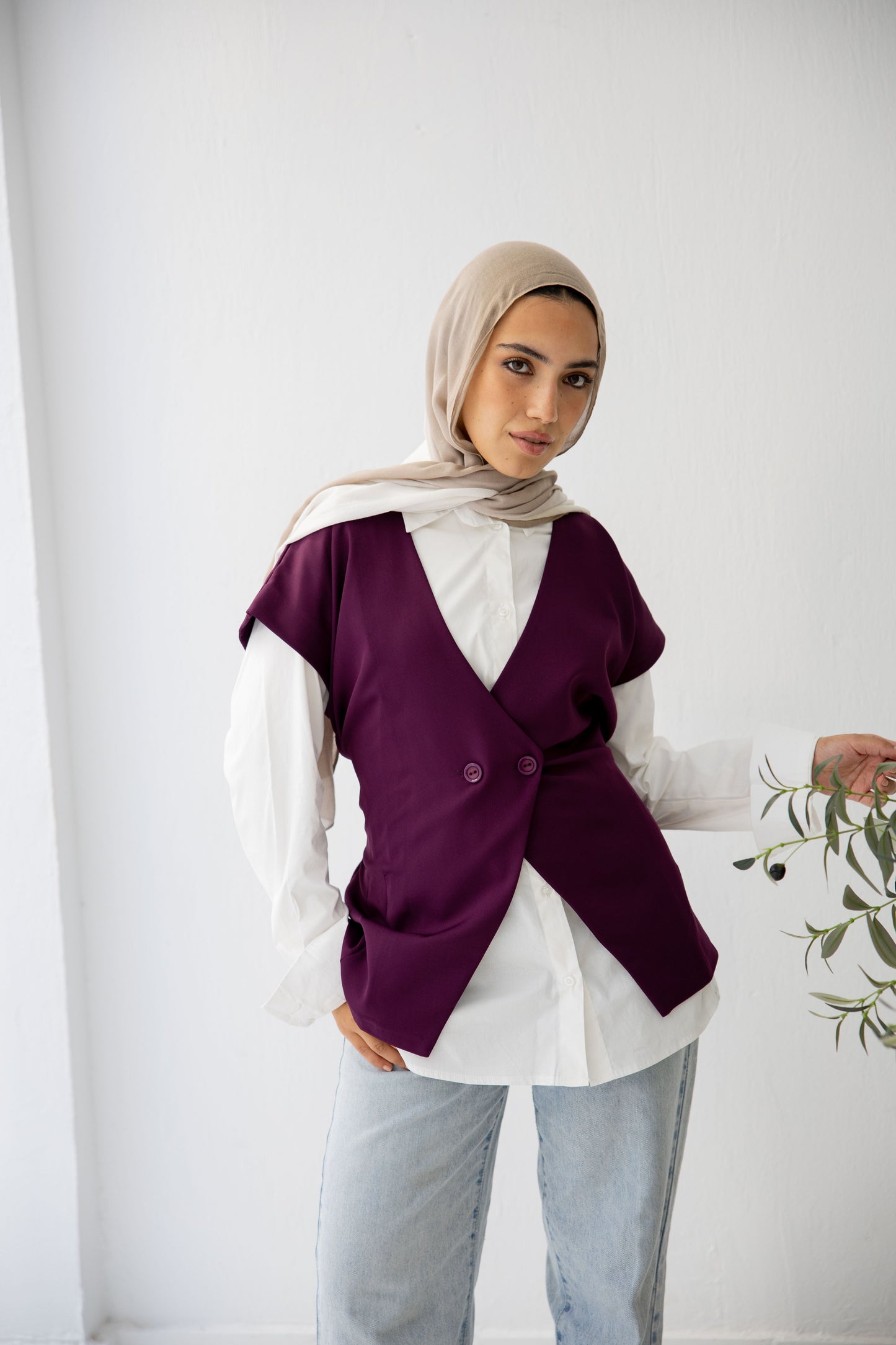 All in one vest - burgundy