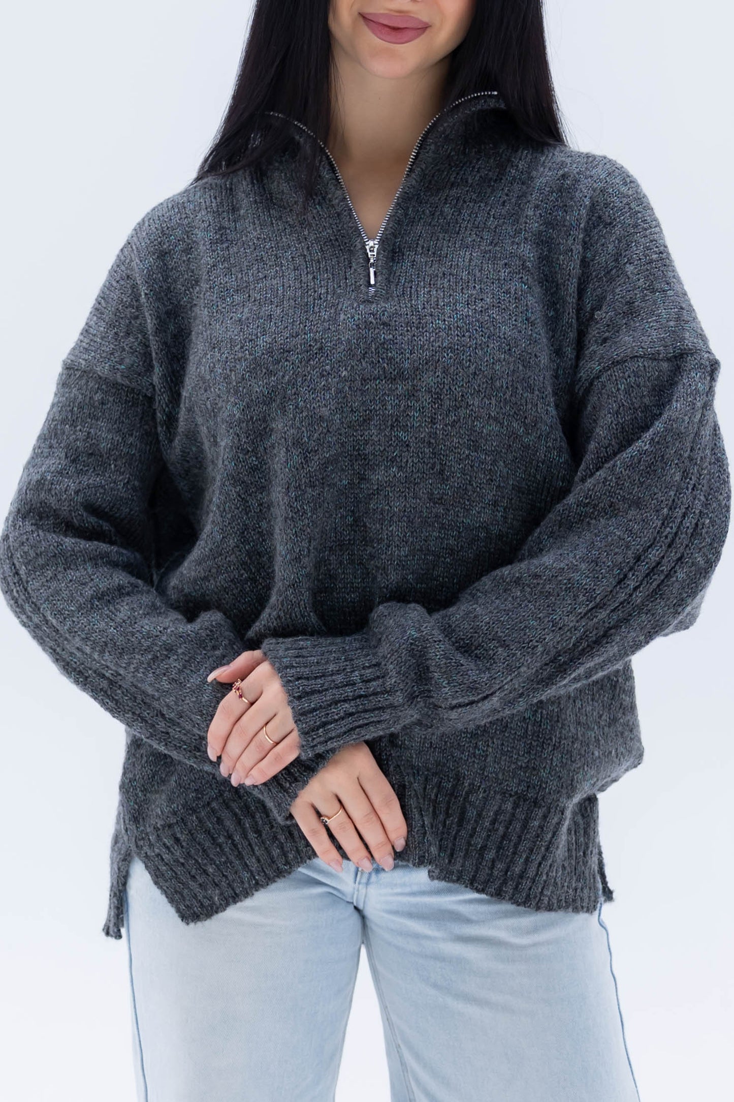 Warm Harmony Knit Sweater In Ash Grey
