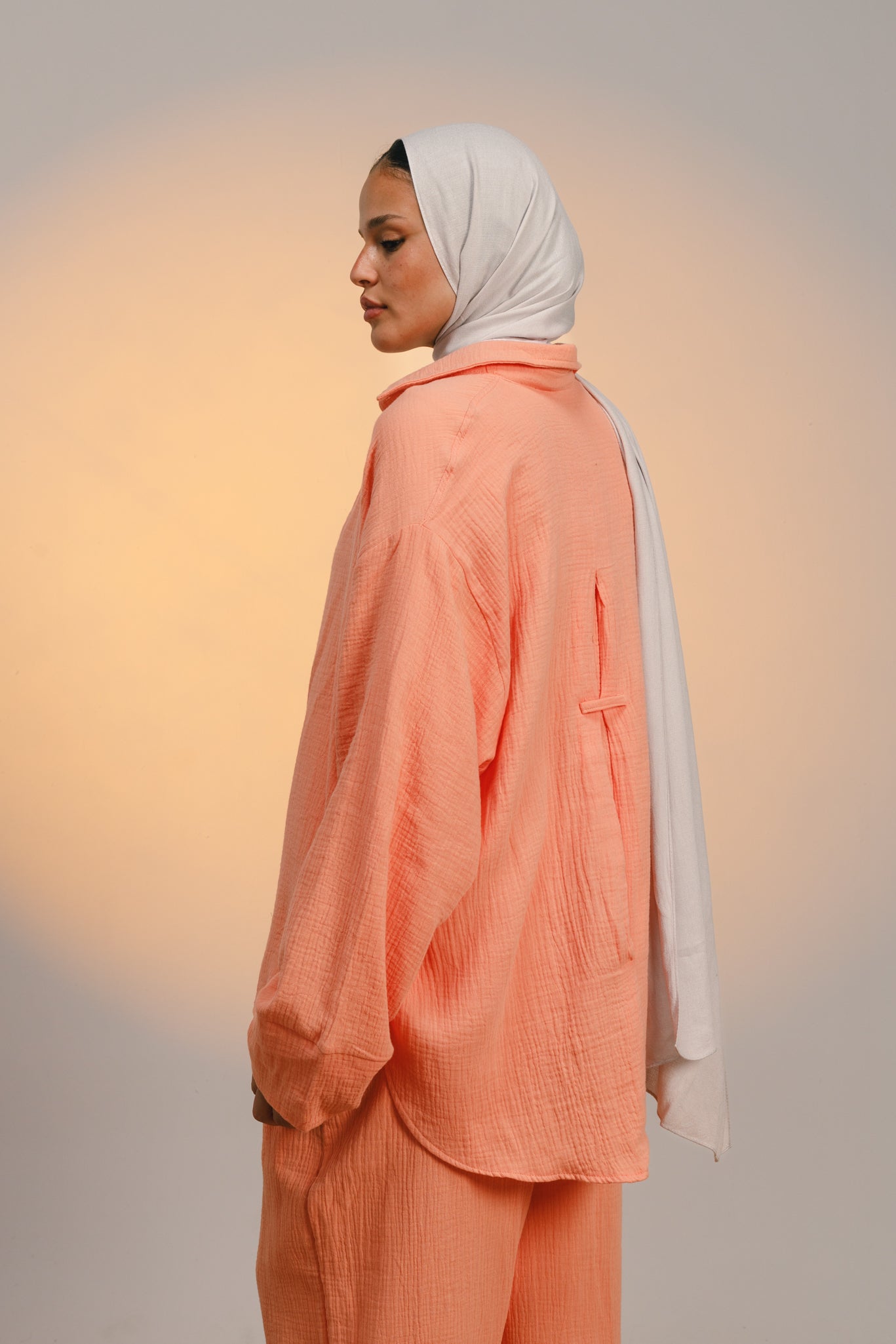 The breezy set is pastel orange