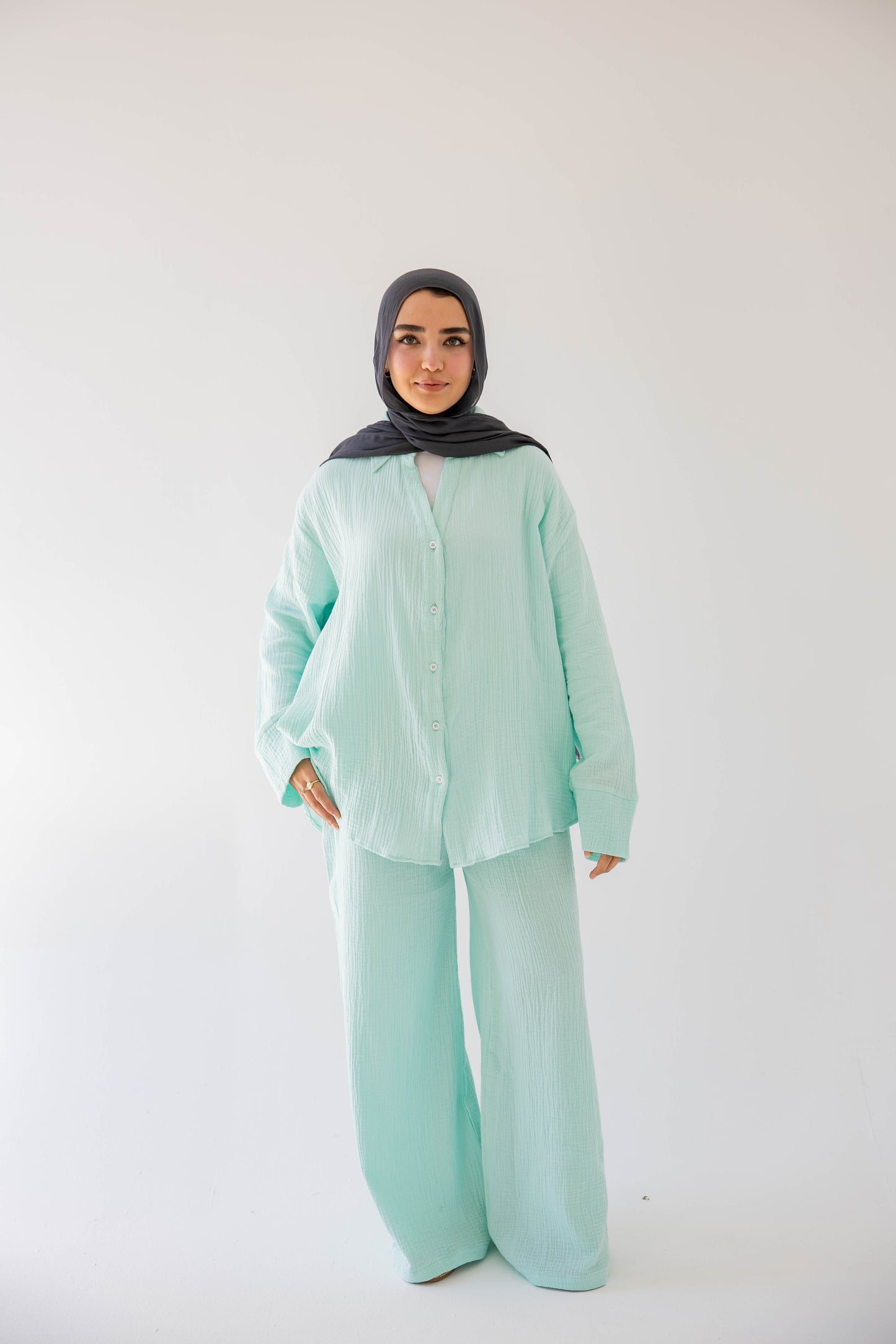 The breezy set in aqua blue