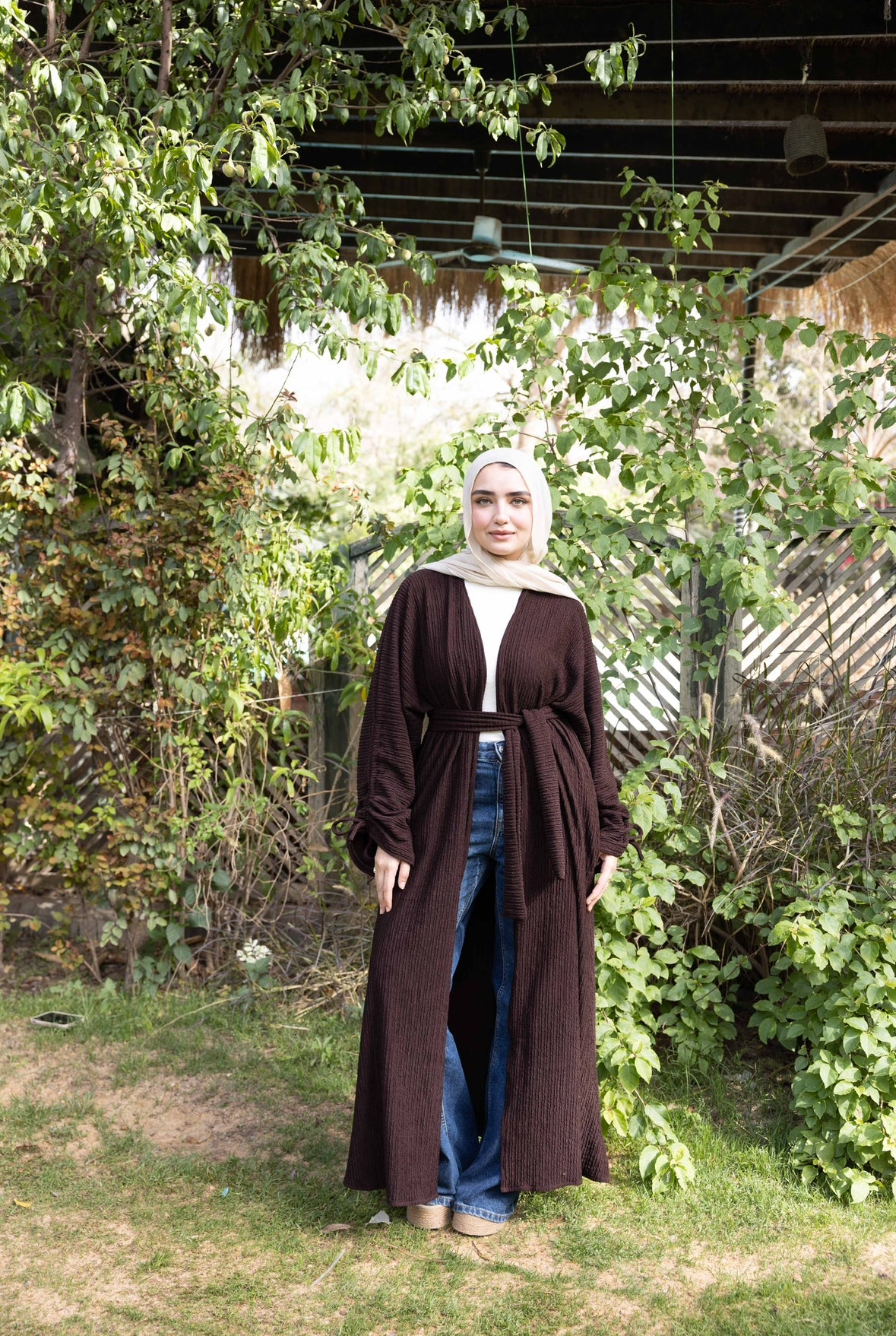 Crushed cardigan in brown