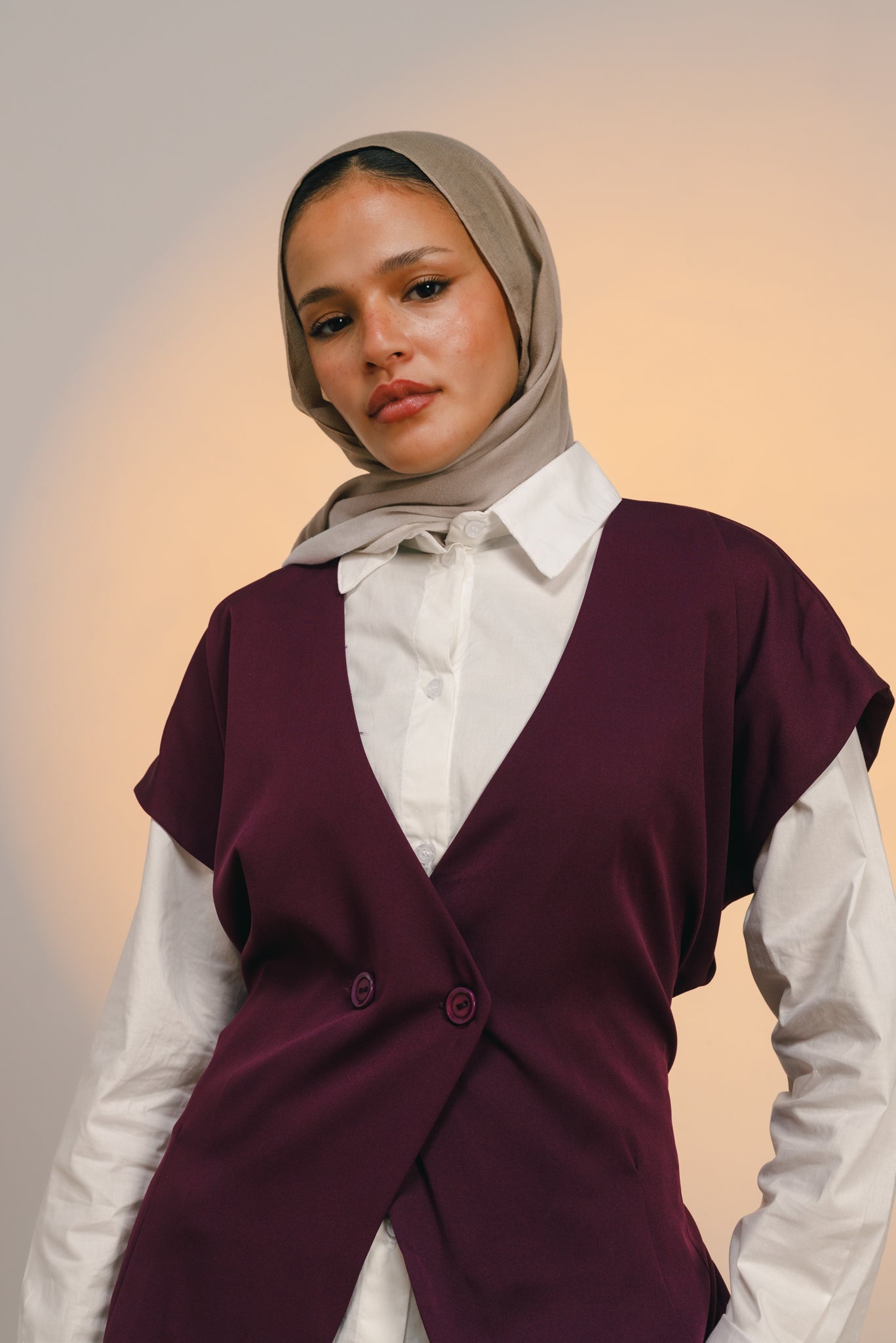 All in one vest - burgundy