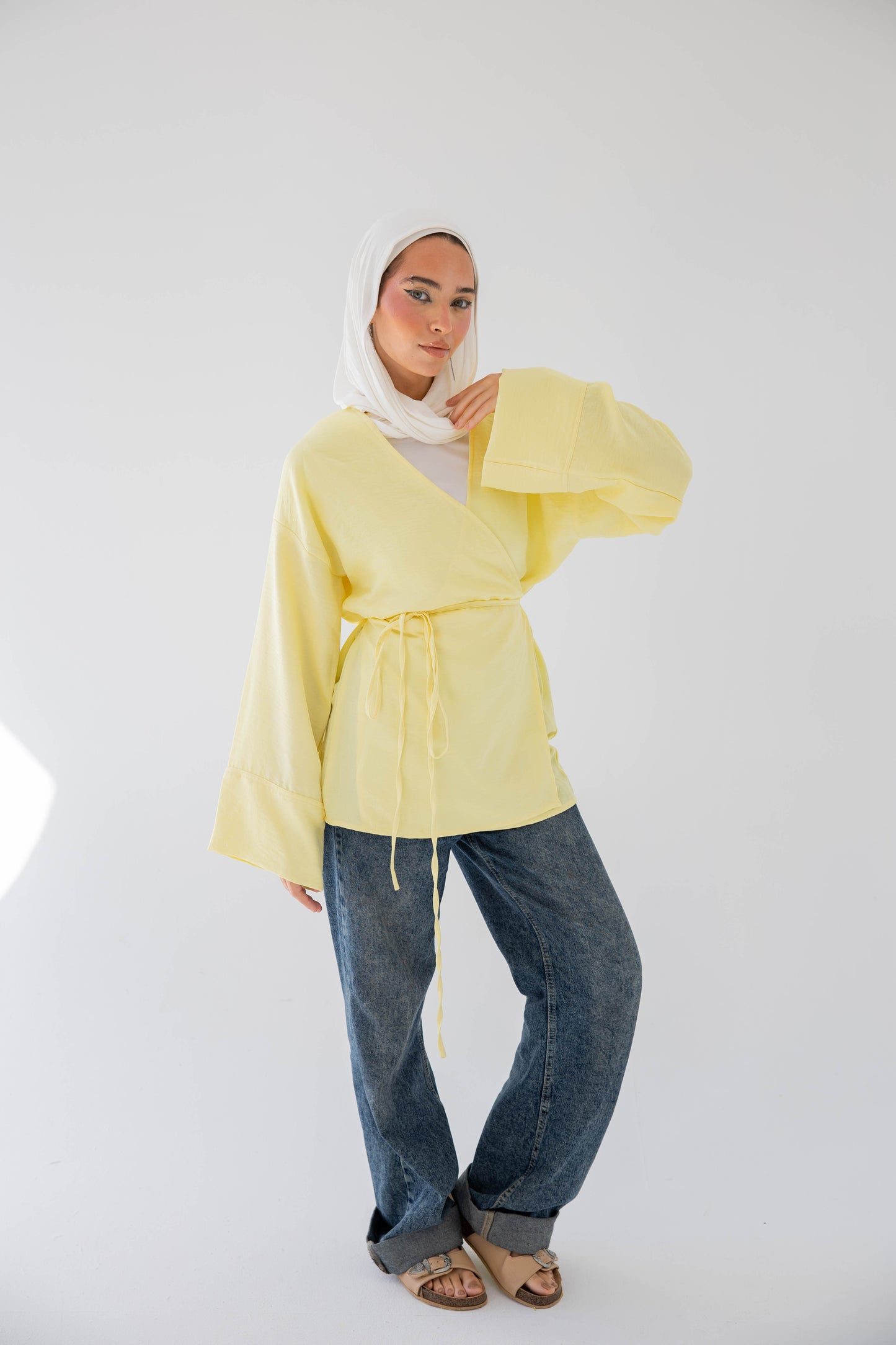 Luna wrap in pastel yellow