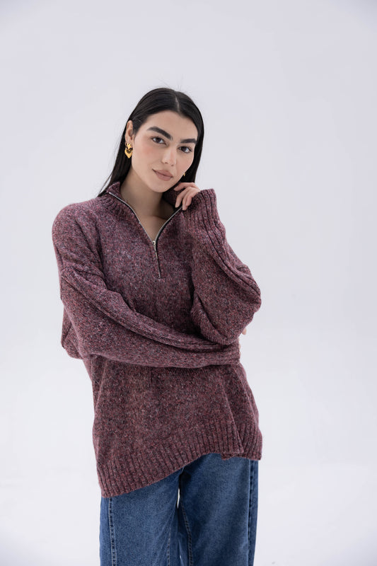 Warm Harmony Knit Sweater In Cocoa Berry