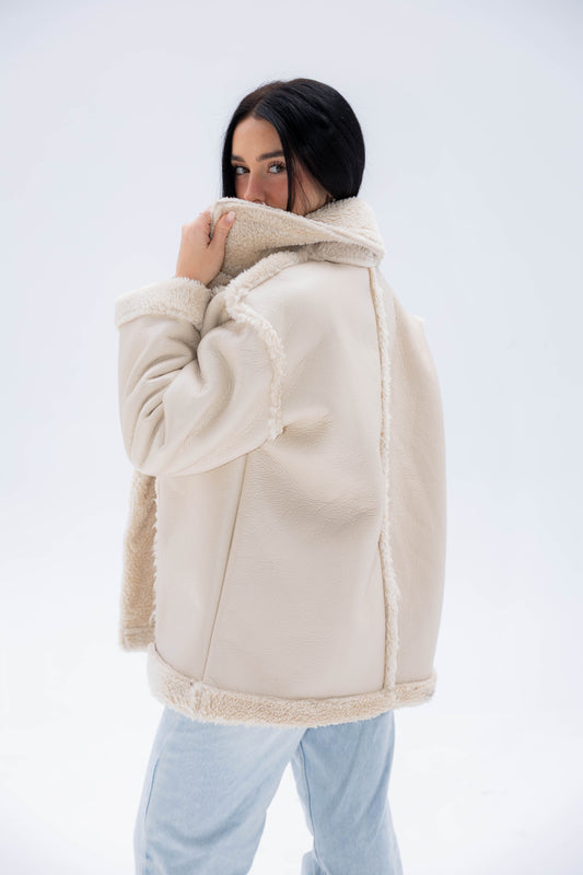 The Luxe Leather Jacket In Vanilla