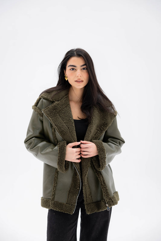 The Luxe Leather Jacket In Olive