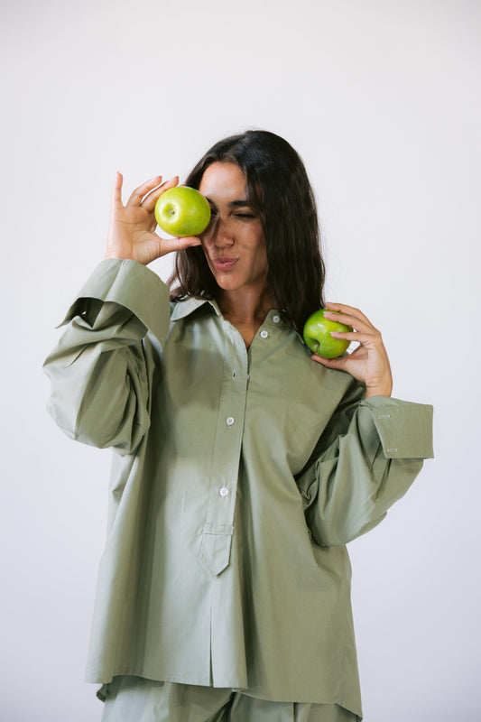 By The Beach Poplin Set - Apple Green