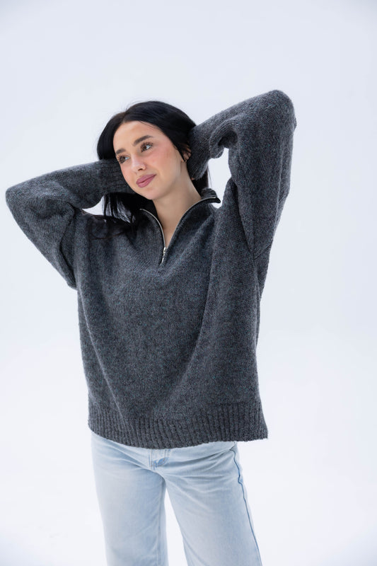 Warm Harmony Knit Sweater In Ash Grey