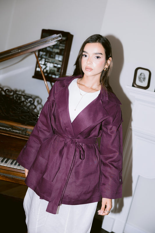 Get It Done Linen Cardigan - Violet