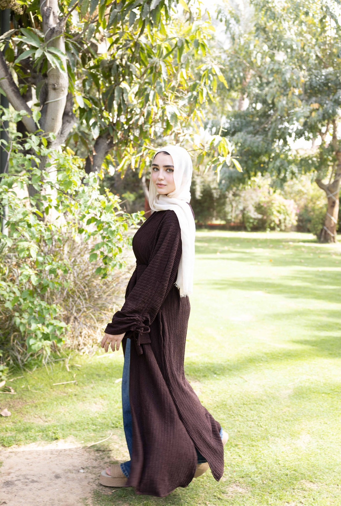 Crushed cardigan in brown