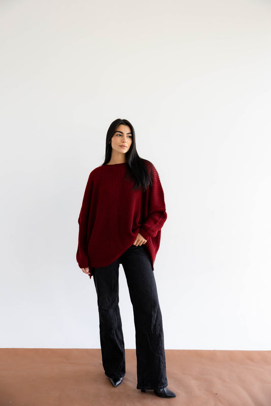 Bubblegum Knit Pullover In Ruby