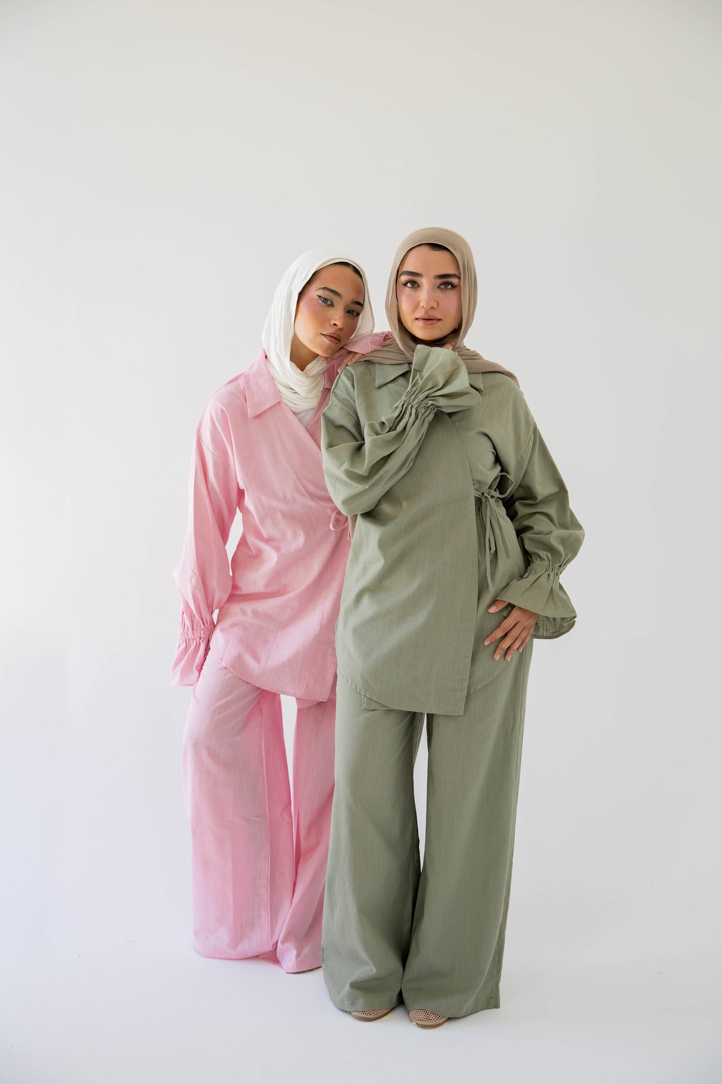 ASMC linen set in sage green