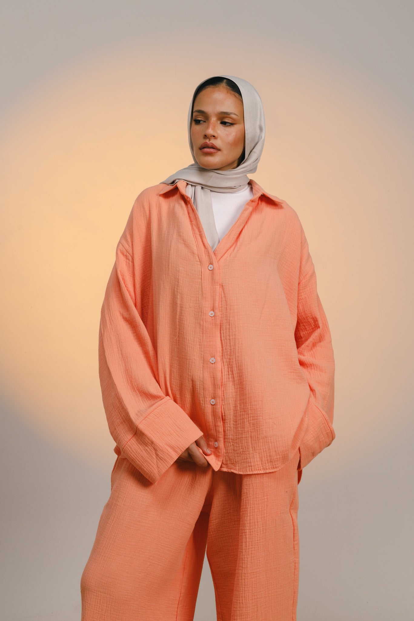 The breezy set is pastel orange