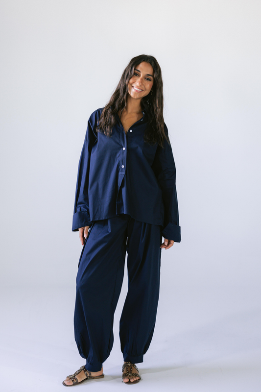 By The Beach Poplin Set - Blueberry