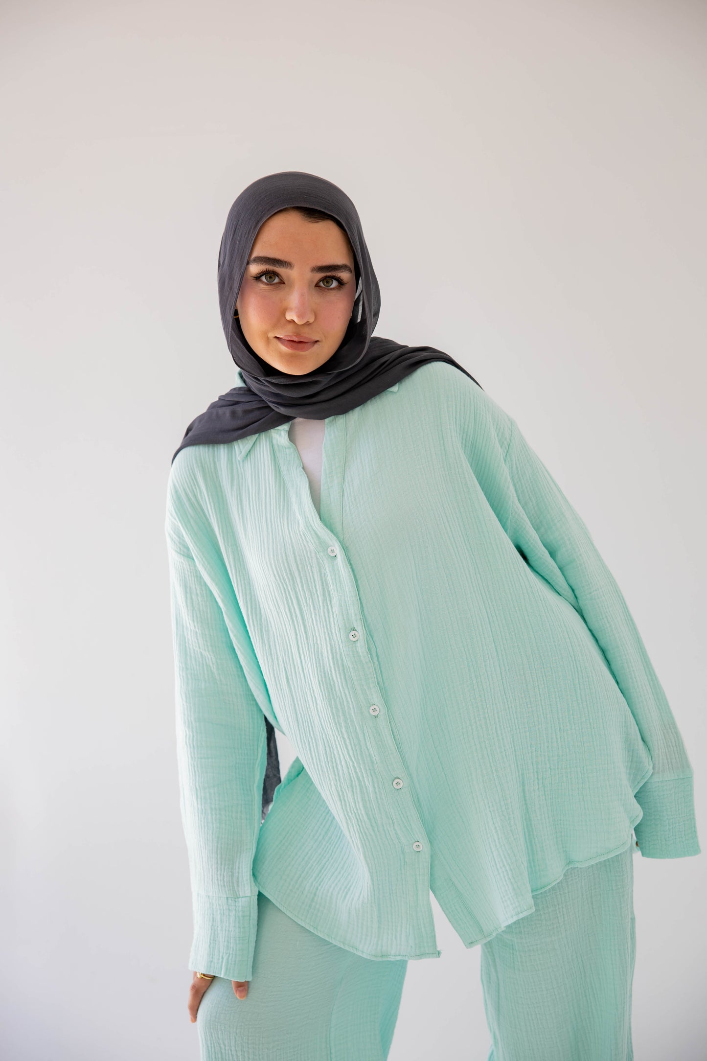 The breezy set in aqua blue