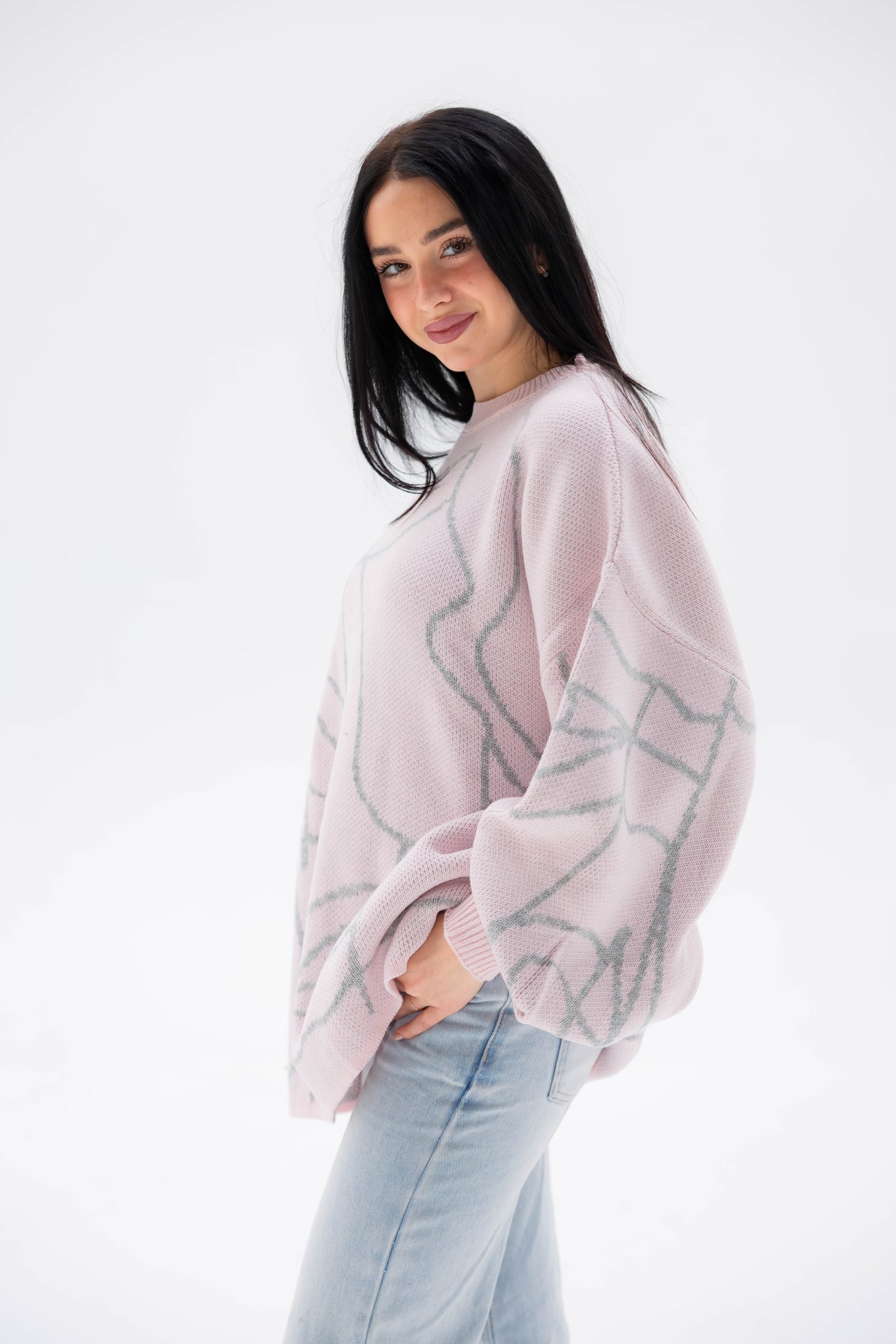 Boho Knit Sweater In Peony