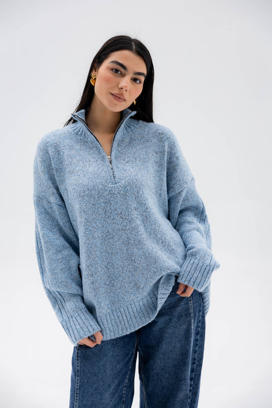 Warm Harmony Knit Sweater In Cloud Blue