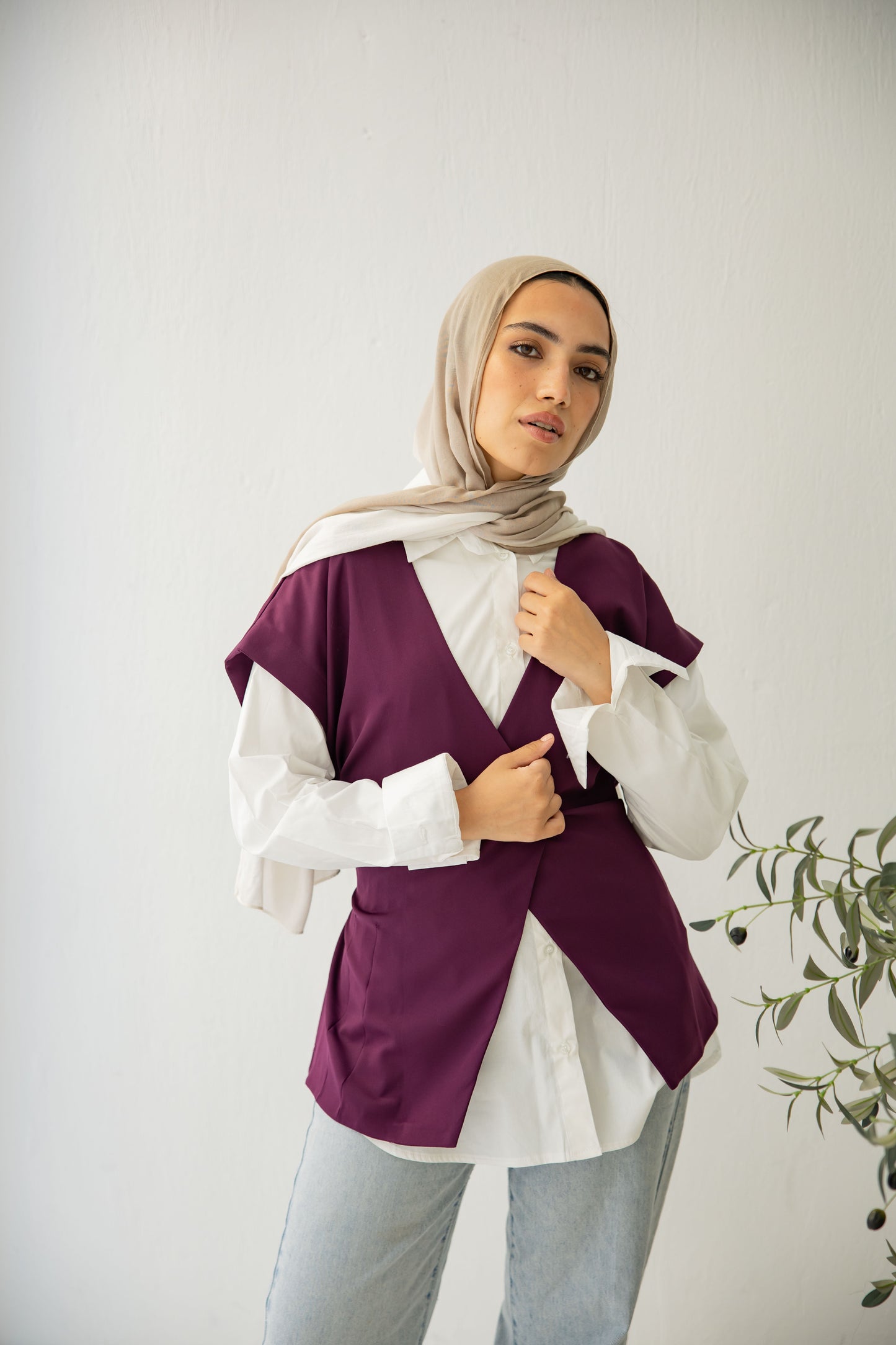 All in one vest - burgundy