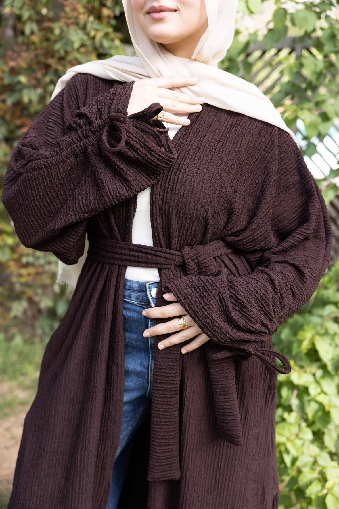 Crushed cardigan in brown