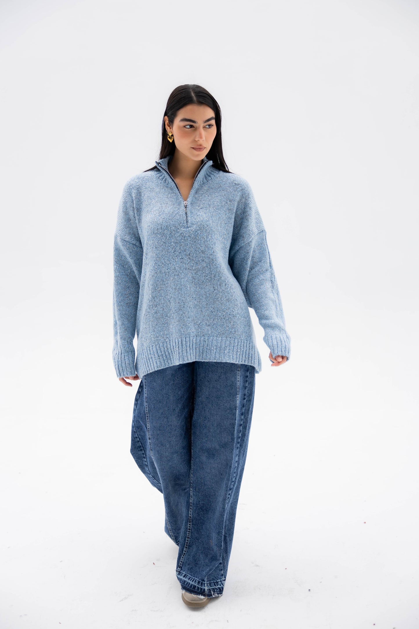 Warm Harmony Knit Sweater In Cloud Blue
