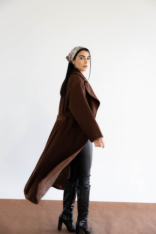 Snow Grace Coat In Toffee