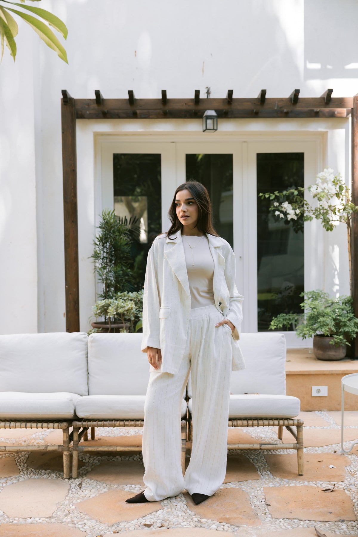 All That Glitter Linen Set - Champagne