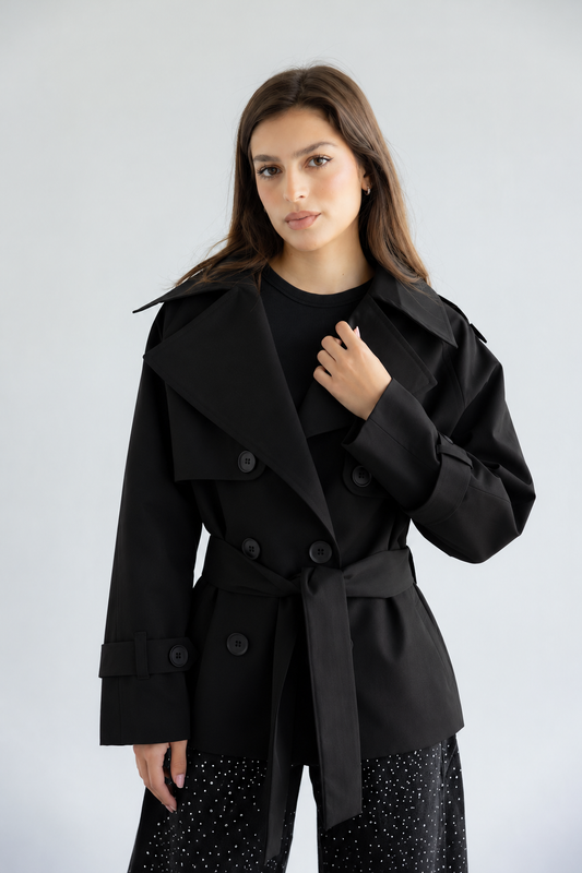 It Girl Energy Trench Coat - Black