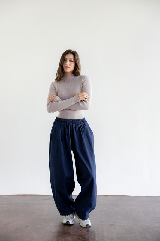Ballon Denim Pants - Blue