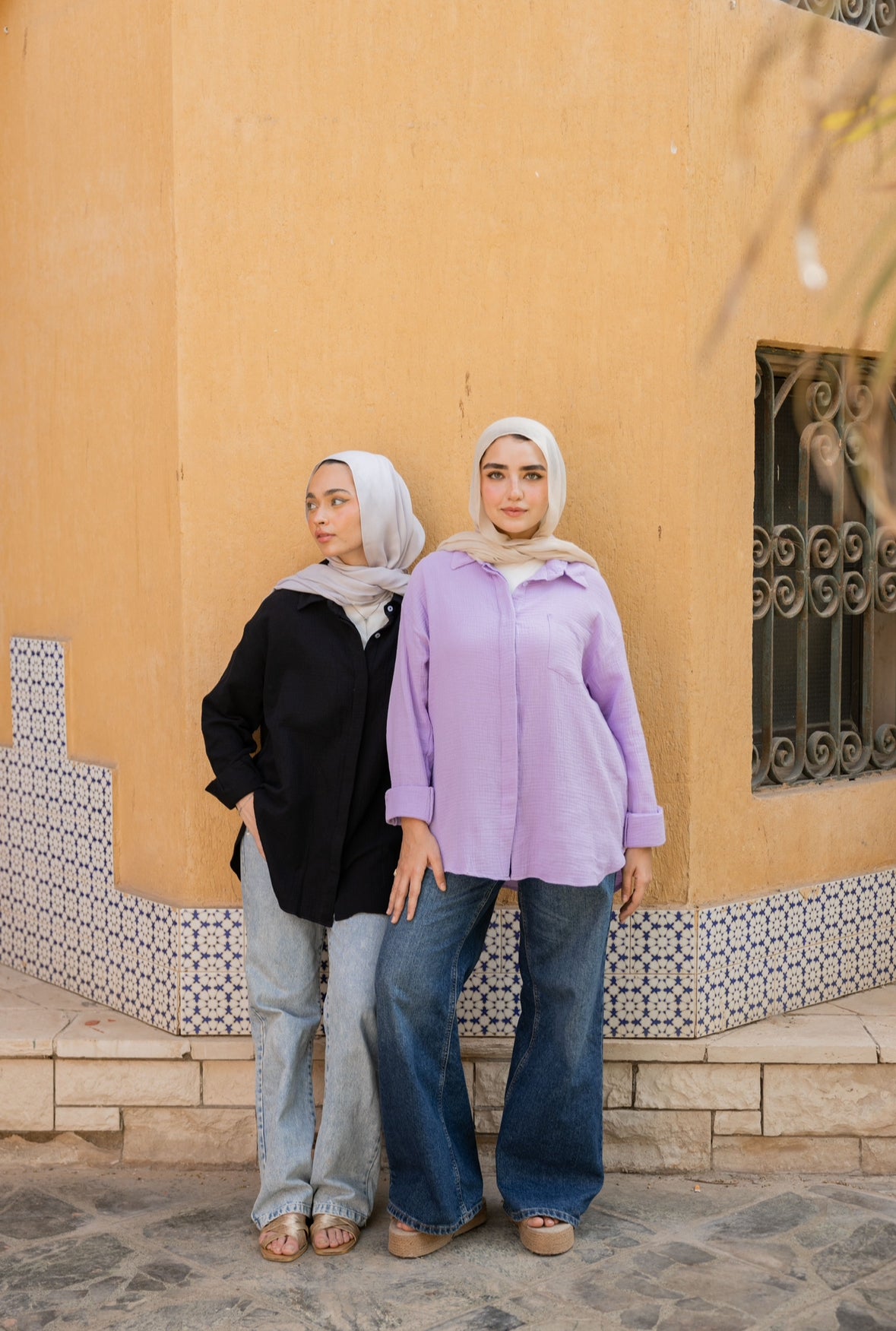 Crinkled linen shirt in lavender