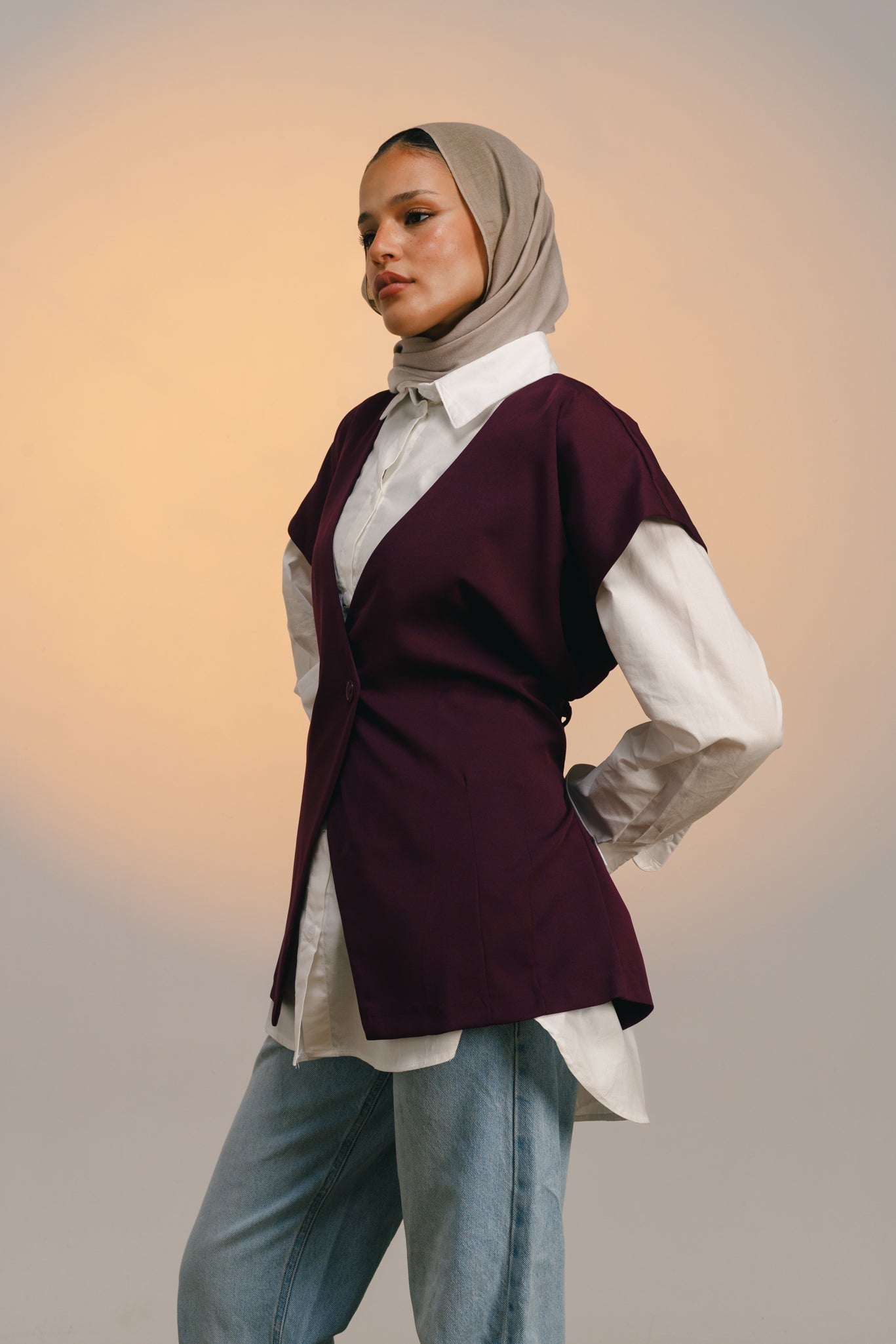 All in one vest - burgundy