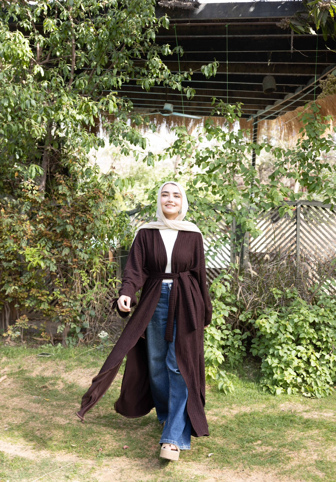 Crushed cardigan in brown