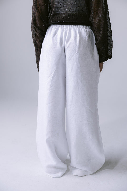 Pure Linen Pants - White