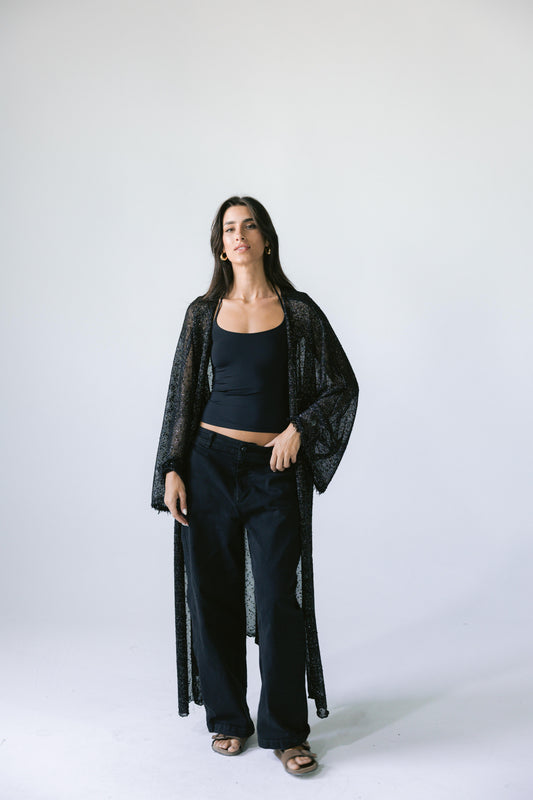 Midnight Crochet Cardigan - Black