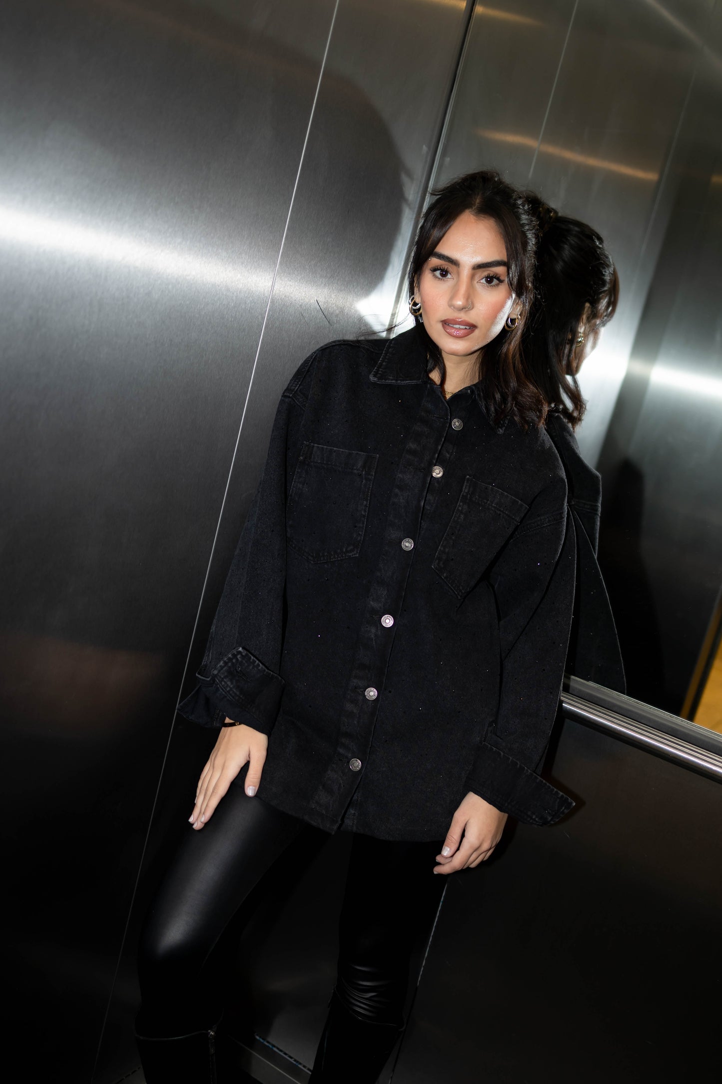 Starluxe Studded Denim Jacket In Black