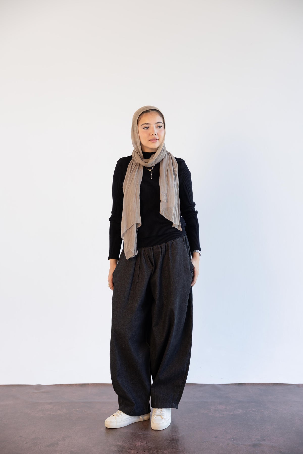 Ballon Denim Pants - Black