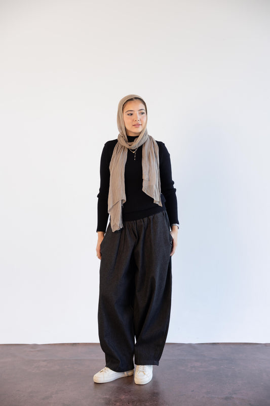 Ballon Denim Pants - Black