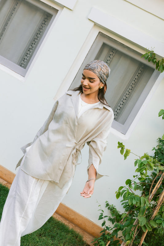 Side Tie Linen Shirt - Griege