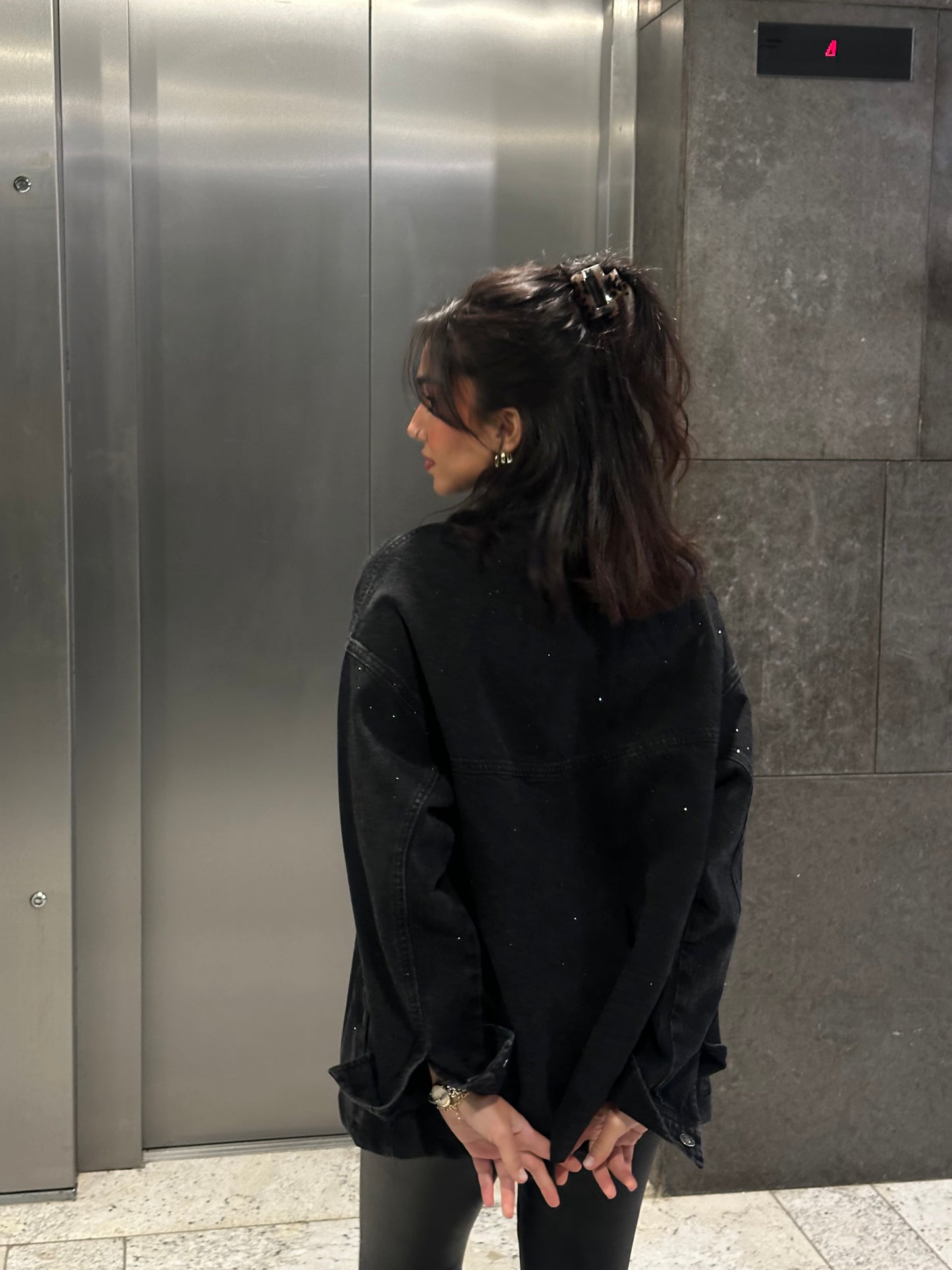 Starluxe Studded Denim Jacket In Black