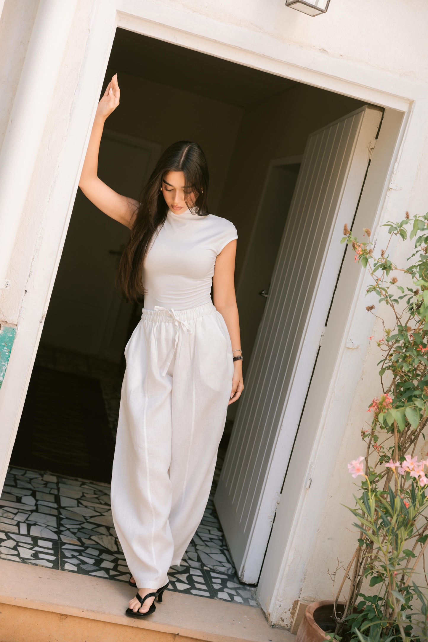 Ballon Linen Pants - White