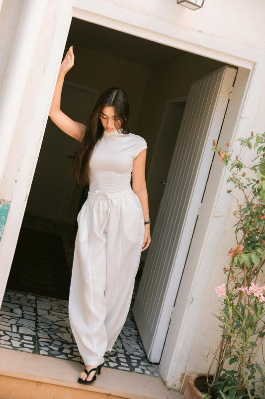 Ballon Linen Pants - White