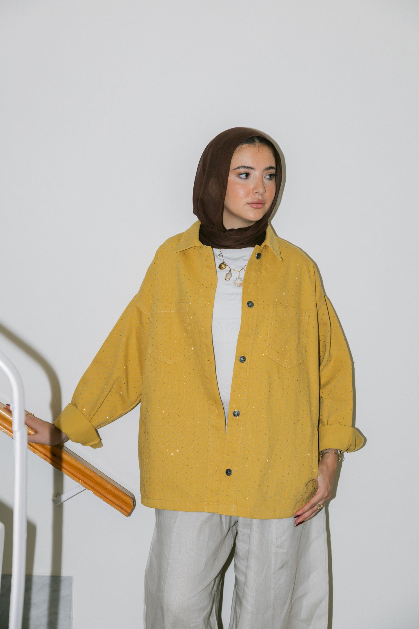 Starluxe Studded Denim Jacket - Honey