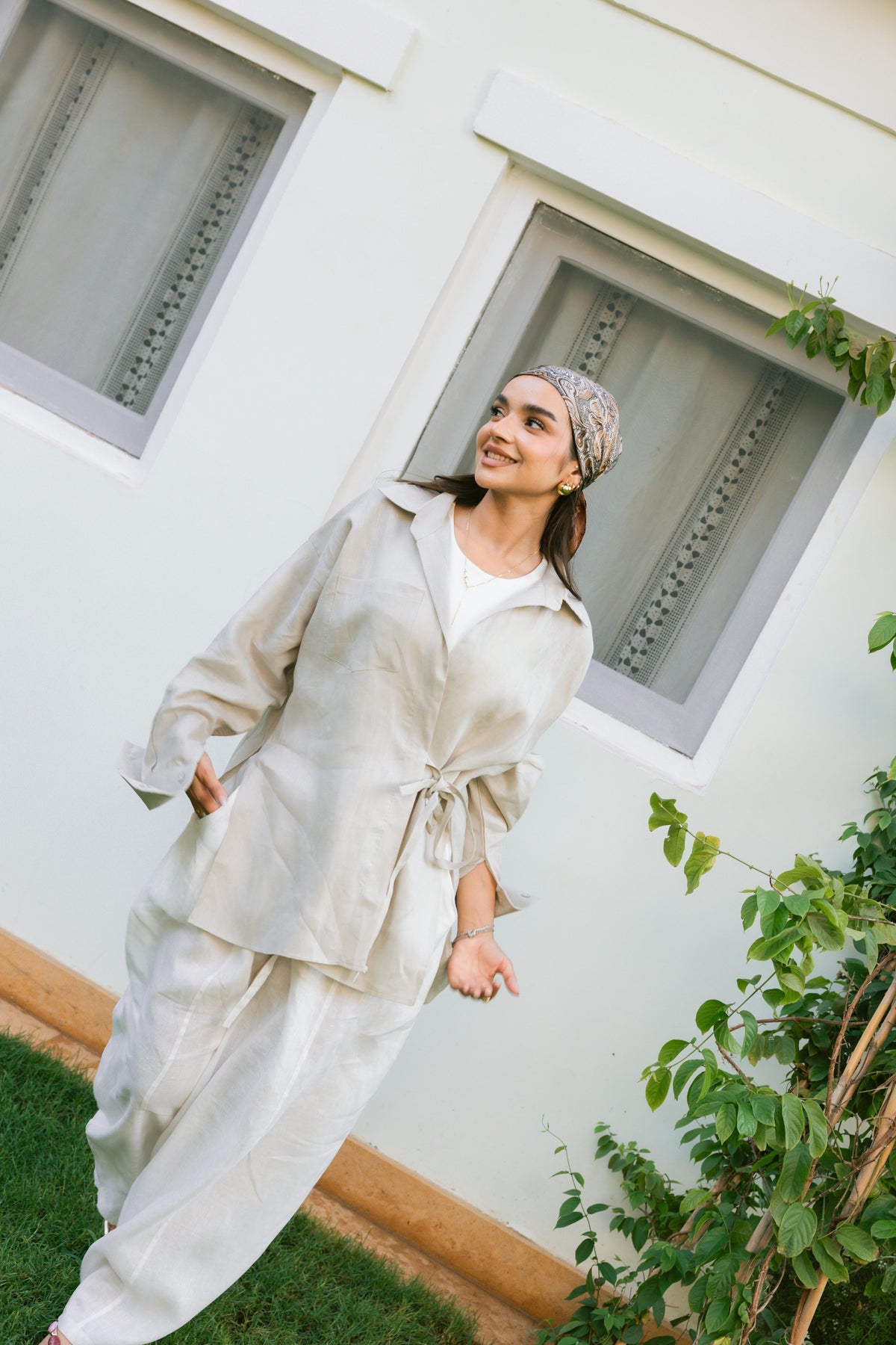 Side Tie Linen Shirt - Griege