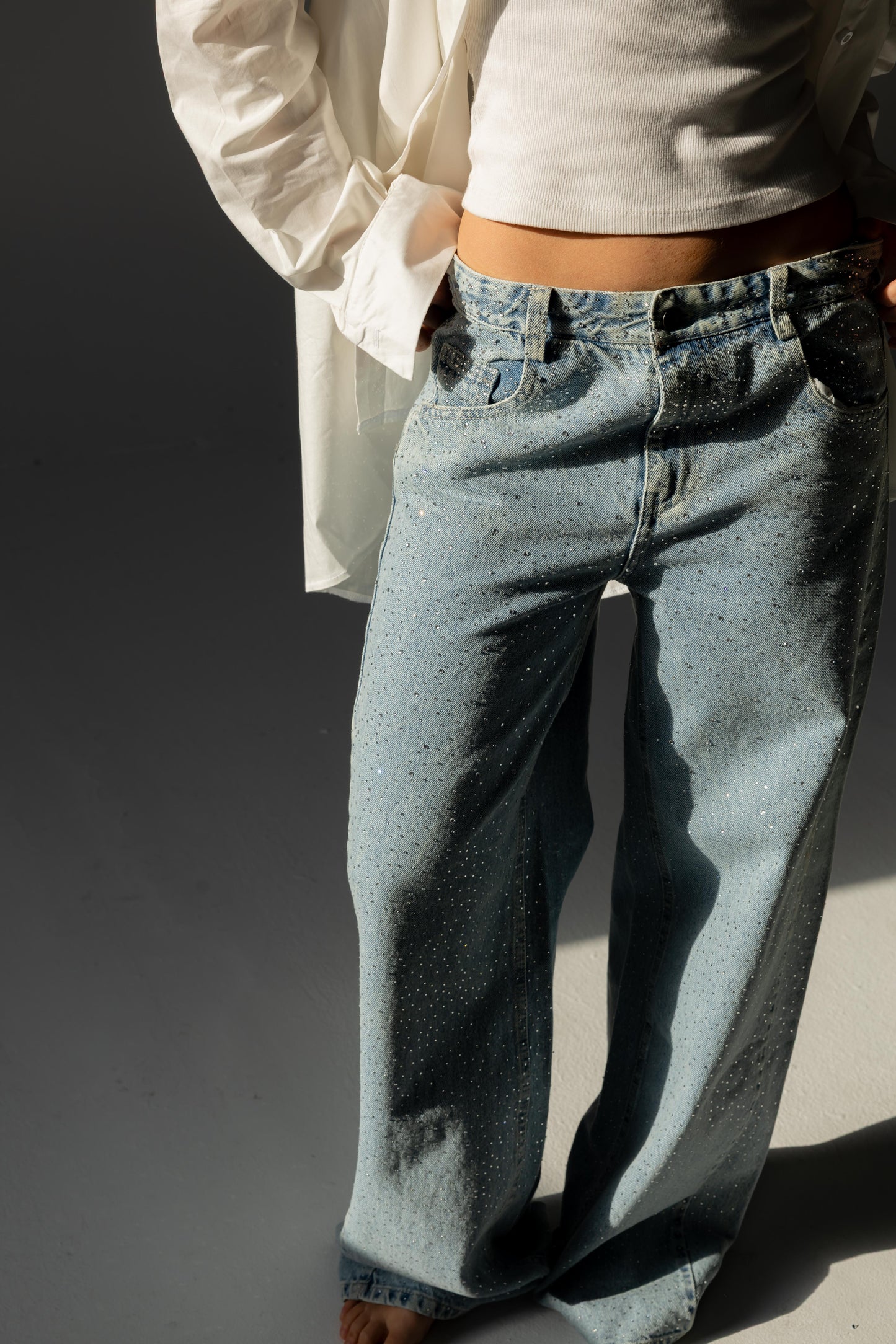Nightfall Studded Denim Pants - Cloudwash